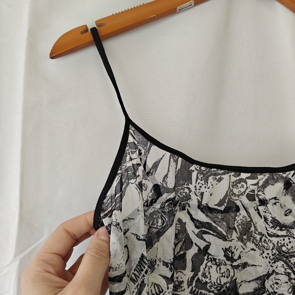 Marilyn Monroe Printed Vintage Mesh Black White Bodysuit Size Medium Women's - Picture 6 of 12